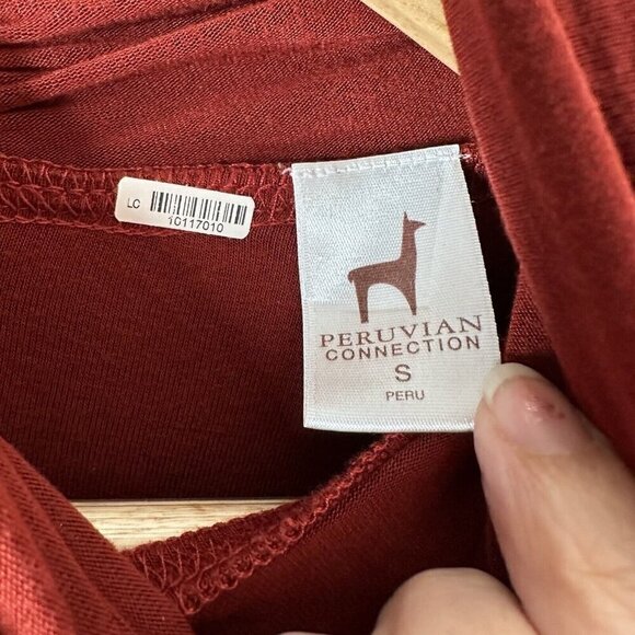Peruvian Connection Red Knit Long Sleeve Asymmetric Lagenlook Tunic Dress S - Picture 6 of 13